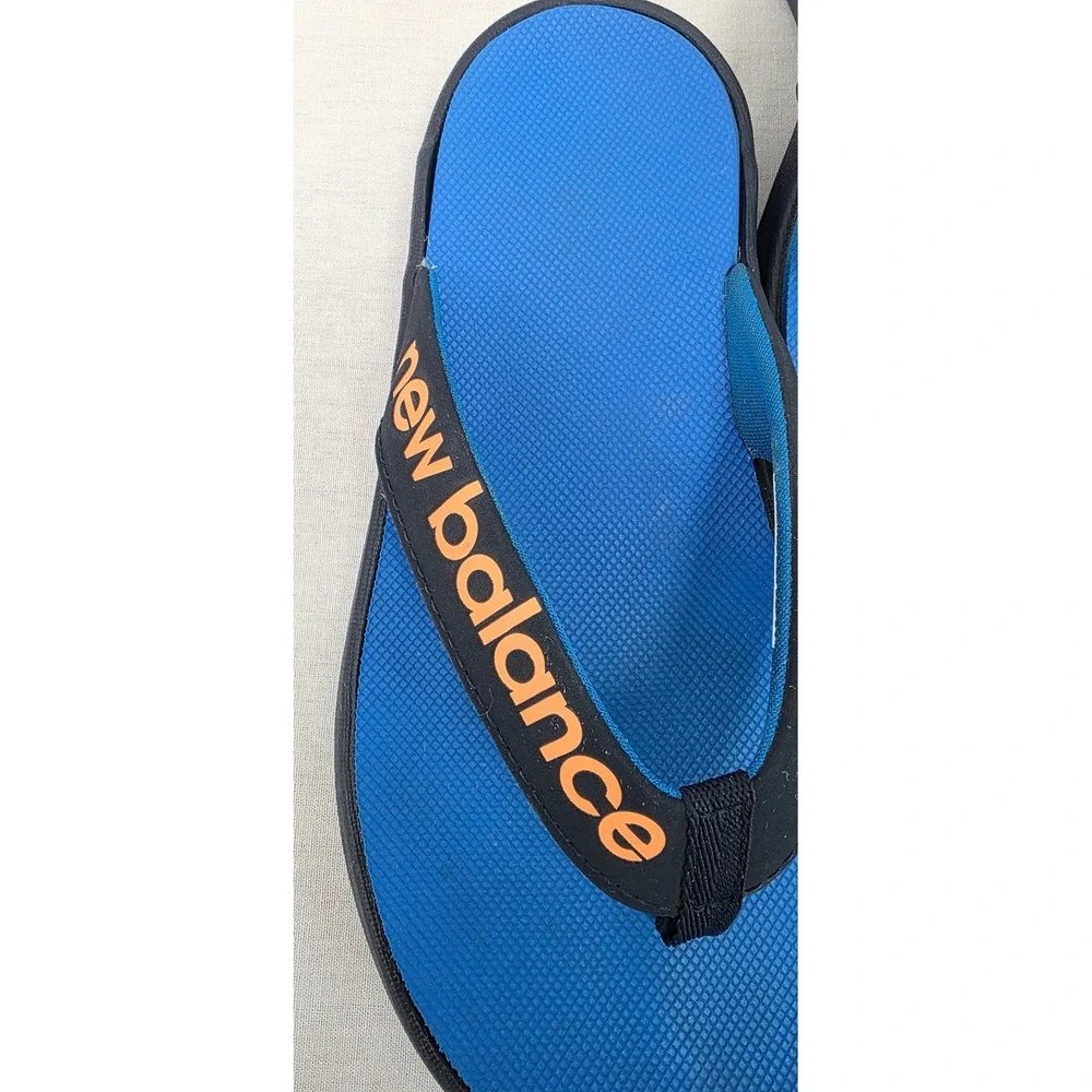 Kids New Balance Blue Orange Logo Flip Flops Sandals Size‎ 2 Youth